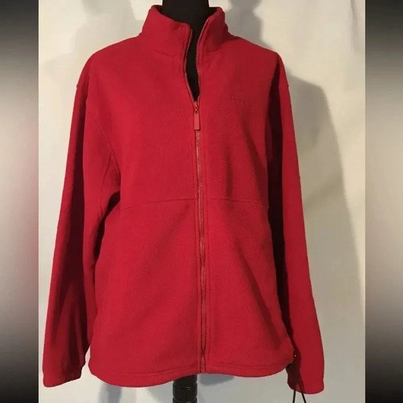 VINTAGE 90’s RED IZOD FULL ZIP FLEECE JACKET UNISEX SIZE XL - Picture 1 of 16